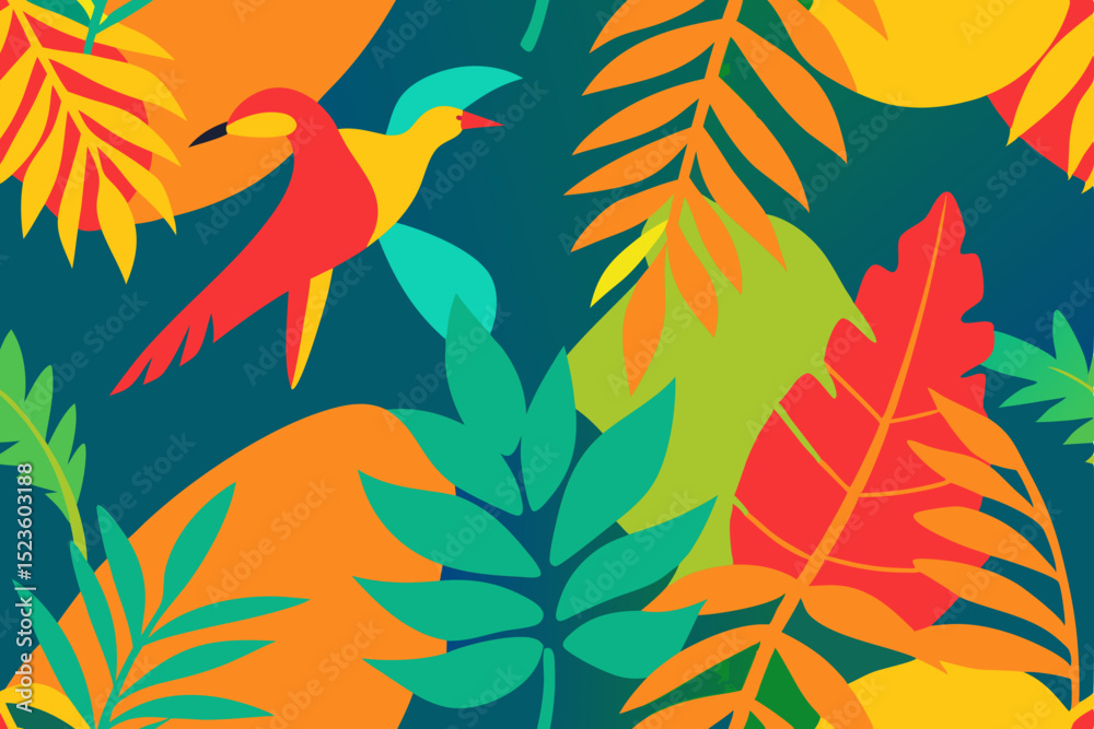 Fototapeta premium seamless pattern with colorful leaves