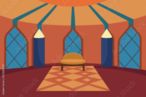illustration of a mosque in the morning