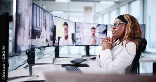 Online Radiology Conference: African American Doctor Chatting