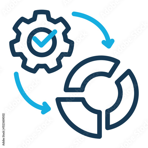 Work Efficiency Icon - Outline Color Style for Data Integration & Productivity.