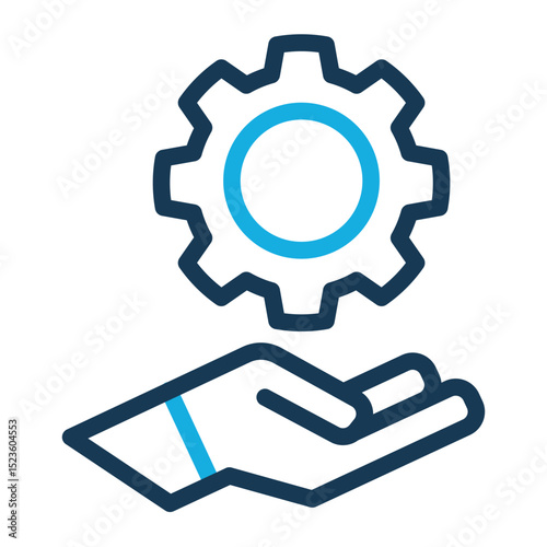 Gear Settings Icon - Outline Color Style for Management & Configuration.