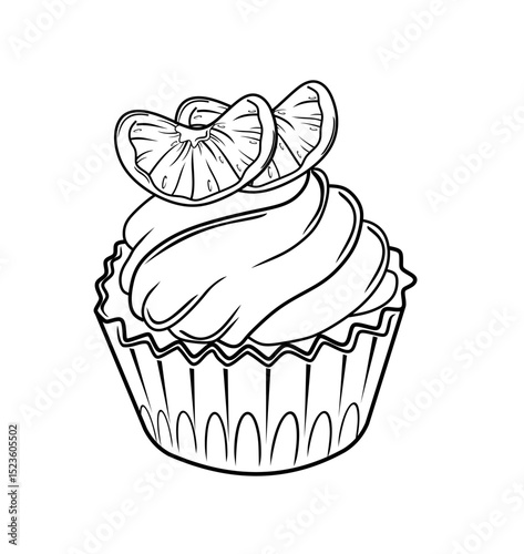 cupcake with whipped cream and orange topping