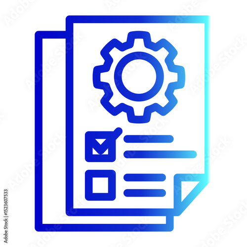 Project Documentation Icon - Outline Gradient Style for File & Gear Management.