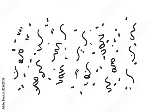 Confetti Streamer Minimalist 2D Line Art 