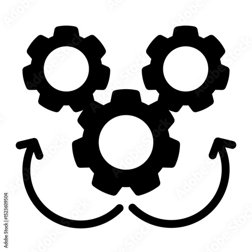 System Operation Icon - Glyph Style for Management & Gears.