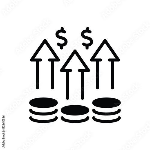 Black solid icon for profit