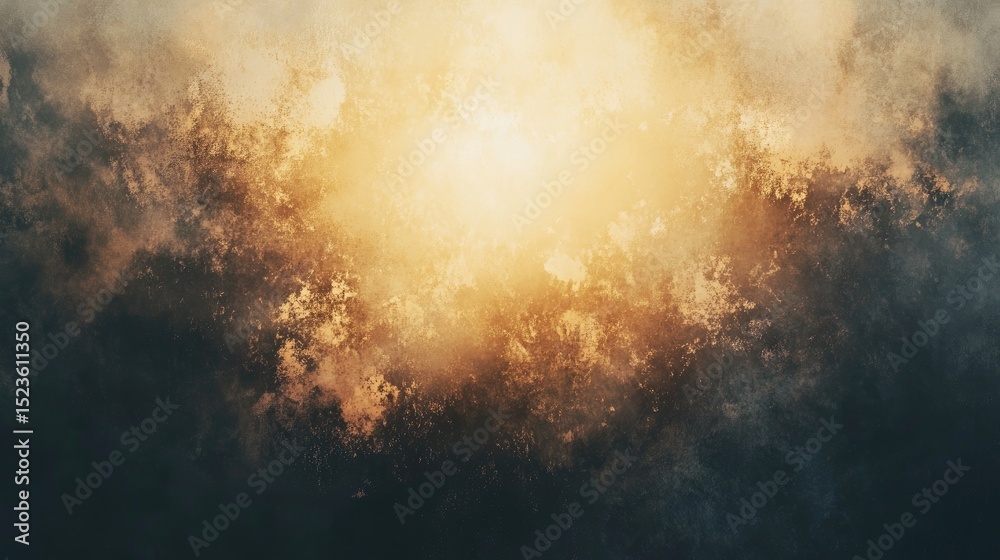 Obraz premium Abstract view of a vibrant golden light within a textured hazy landscape.