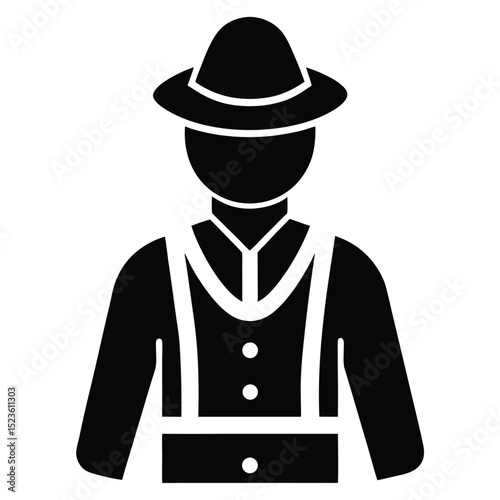 tour guide element isolated traditional costume icon on white background