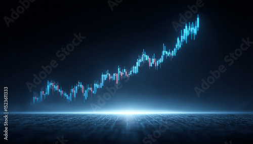 Abstract Glowing Candlestick Chart Financial Growth