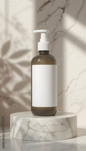 skincare bottle with blank white label.