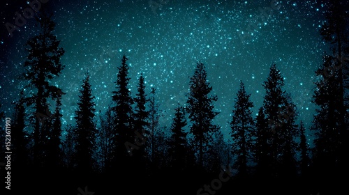 Fototapeta Naklejka Na Ścianę i Meble -  Starry night over the dark forest