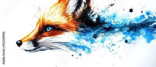 Watercolor fox portrait