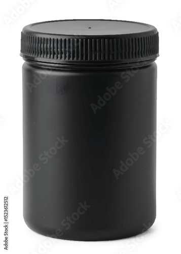 Blank Black Plastic Jar with Screw Cap for Product Packaging

