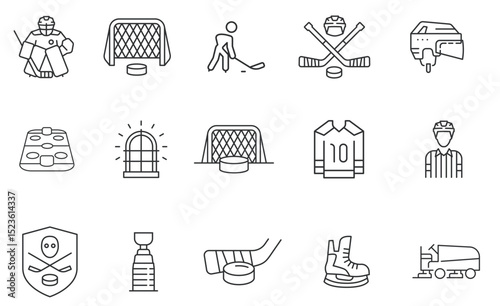 Ice Hockey vector icon set. editable
