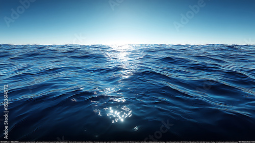Deep blue ocean water surface reflecting sunlight under bright clear sky serene seascape with ripples and waves beautiful oceanic background calm waters and sunny day outdoor