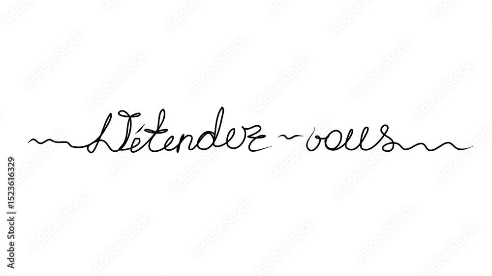 Relaxation text in French. One line drawing doodle hand drawn. Video 4k  object illustration, minimalism hand drawn sketch design modern new