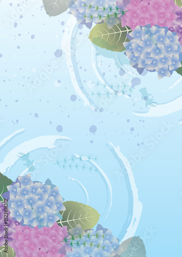 夏の梅雨の紫陽花風景

