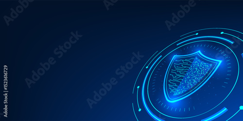 Cybersecurity technology, a shield integrated with technology circuits, effectively protects digital data from viruses and data theft with a security system.