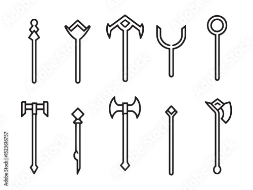 Crowbar Ultra Minimalist 2D Line Art Icon Set