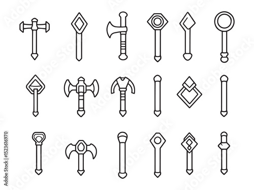Crowbar Simple 2D Line Art Icon Collection