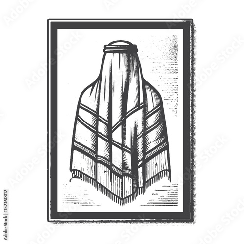 Vintage Hand-Drawn Turban Illustration, Traditional Headwear Engraved Style Vector for T-Shirts and Cultural Themes Design