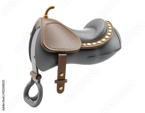 Cartoon 3D Saddle Isolated on Transparent Background