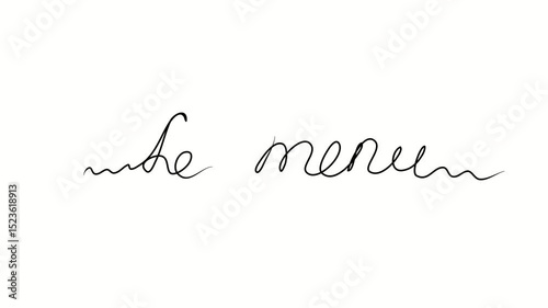 Menu text in French. One line drawing doodle hand drawn. Video 4k  object illustration, minimalism hand drawn sketch design modern new