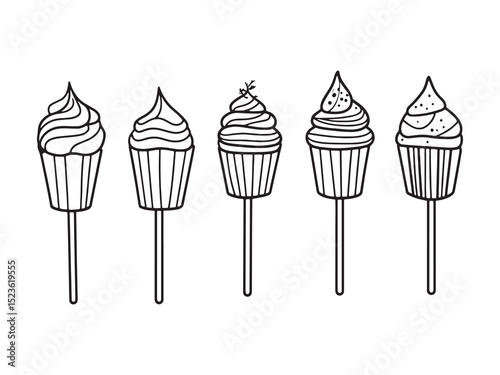 Minimalist Cupcake Toppers Vector Pack