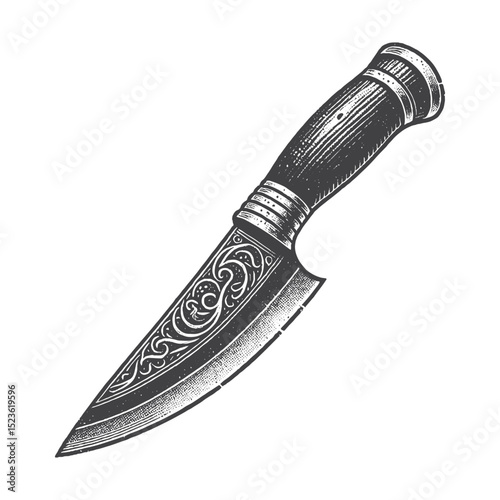 Vintage Hand-Drawn Slaughter Knife Illustration, Butchery Tool Engraved Style Vector for T-Shirts and Meat Processing Themes Design
