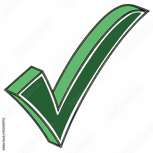 Green check tick mark sign, green check mark