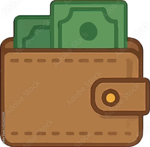 A brown money bag icon with dollar signs, symbolizing wealth, finance, and profit in business or investment contexts