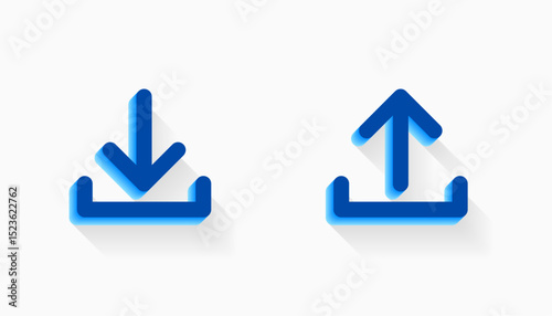 3d download and upload arrow sign for web database