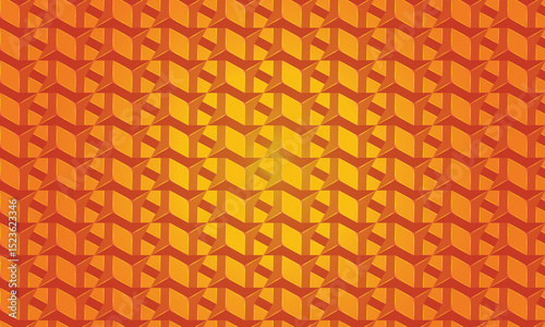 Modern Abstract Yellow and Orange Pattern 3D cube pattern, seamless design background, warm color geometric texture