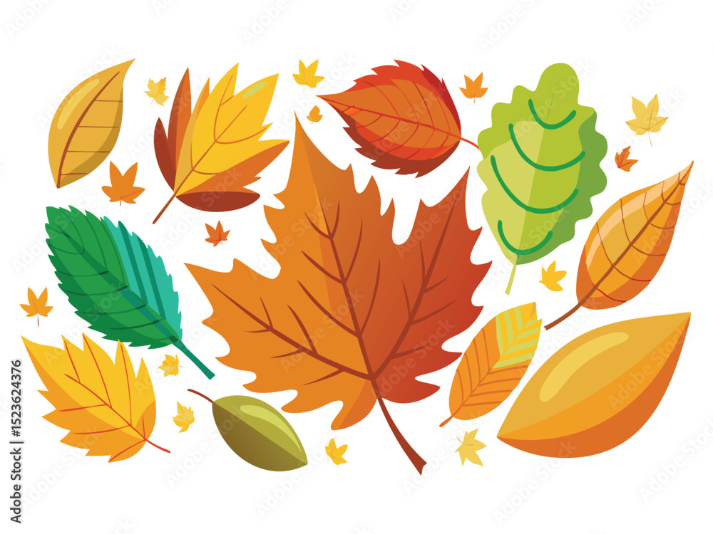 Obraz premium Collection of autumn leaves isolated on white background 