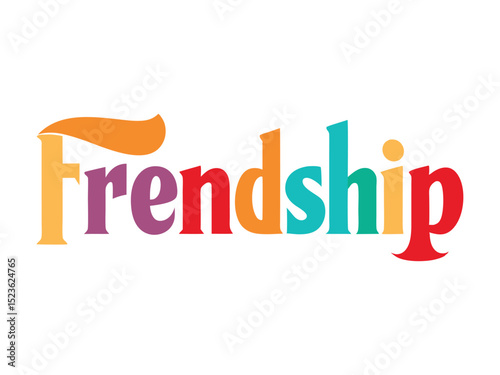 Colorful friendship word design isolated on white background
