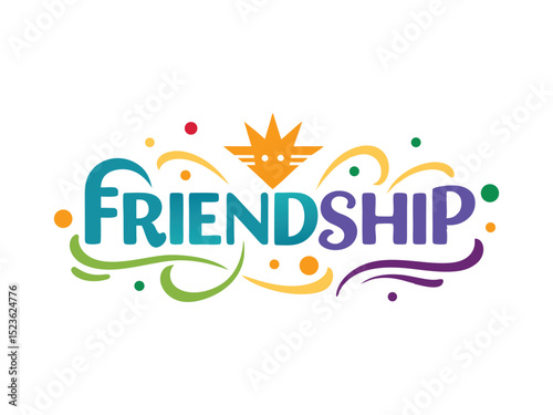 Colorful friendship typography design isolated on white background
