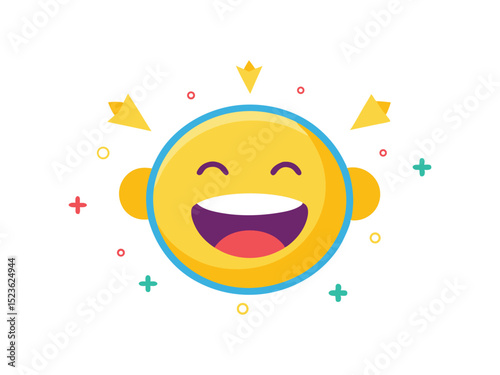 Happy smiley face emoji illustration isolated on white background
