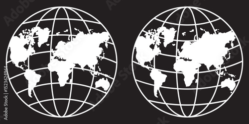 Globe icon vector illustration of earth for website graphic design and internet network symbol on Black Background. EPS 10.