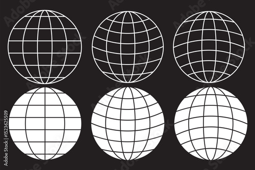 Globe icon vector illustration of earth for website graphic design and internet network symbol on Black Background. EPS 10.