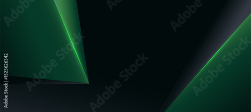 green and black abstract geometric luxury background vector. Social ads banner or Landing page.