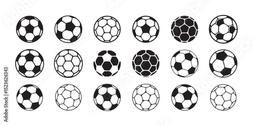 Soccer ball icon. Football game ball icons, football signs, line soccer sport ball – vector illustration eps 10.