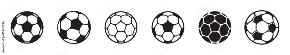 Obraz premium Soccer ball icon set in line style. football simple black style symbol sign for sports apps and website,isolated transparent . football sign . sport equipment . vector illustration eps 10.