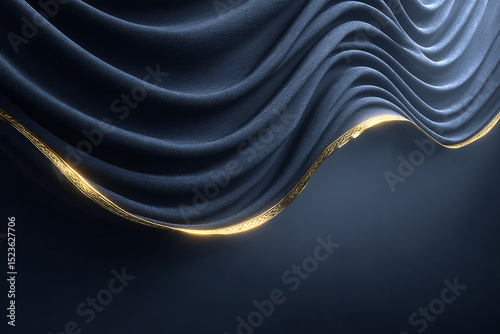 Elegant Wavy Pattern with Golden Highlights on Dark Background Abstract Art
