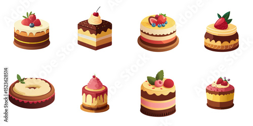Multiple vector illustrations cake

