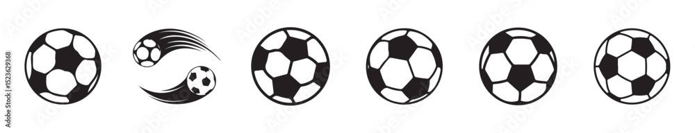 Obraz premium Soccer ball icon set in line style. football simple black style symbol,football or soccer ball icon set in different styles,vector illustration eps 10.
