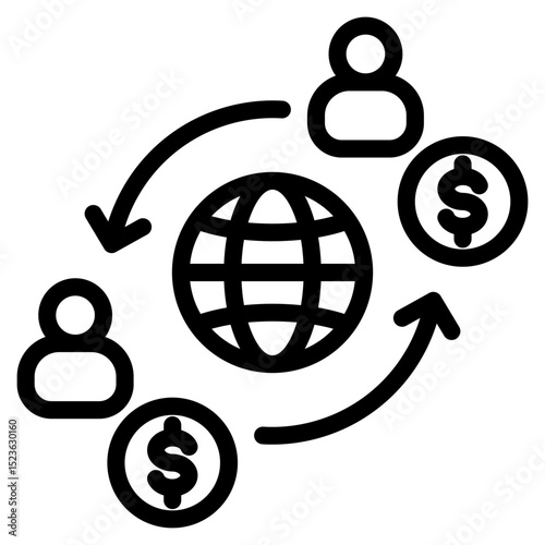 International Transaction Outline Icon