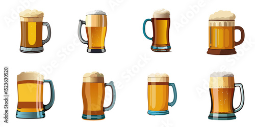 Multiple vector illustrations beer mug

