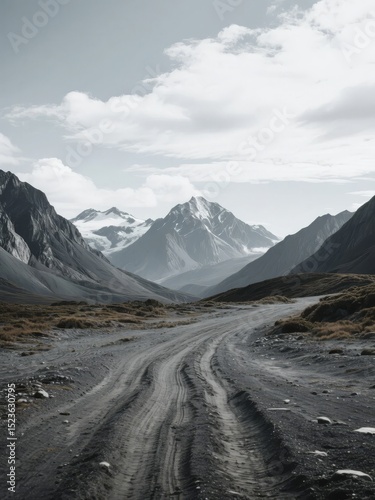 Winding Gravel Road Through Mountainous Terrain