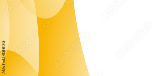 This simple banner has a white background, with overlapping translucent yellow curves on the left, and a solid yellow curve on the bottom. The design conveys motion, and is bright and eye-catching.