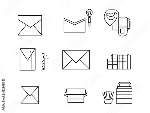 Large Envelope Sealer Ultra Minimalist 2D Line Art Set 